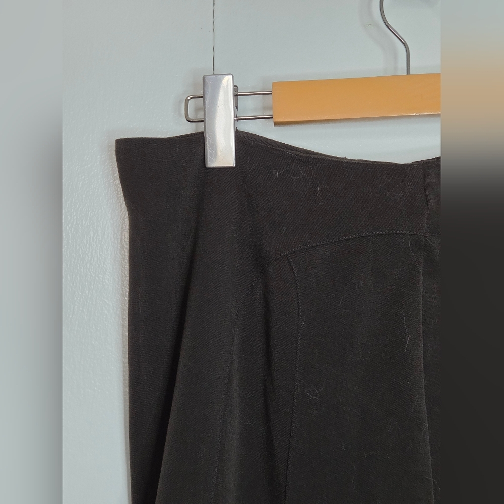 Lindor Petite Women's Size 12P Dark Brown Comfort Stretch Flare Base Midi Skirt